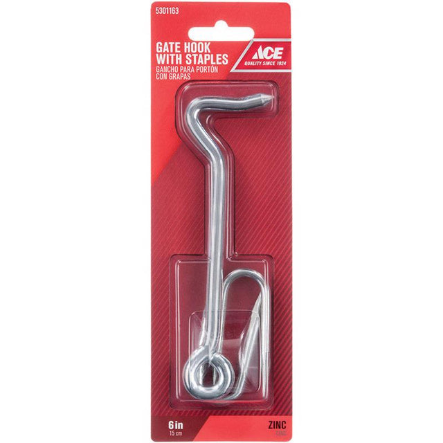 Ace 0.44 in. L Zinc Wire Staple Gate Hook 1 pk, Pack of 5