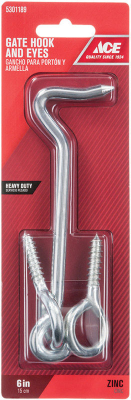 Ace 1 in. L Zinc Heavy Duty Gate Hook and Eye 1 pk, Pack of 5