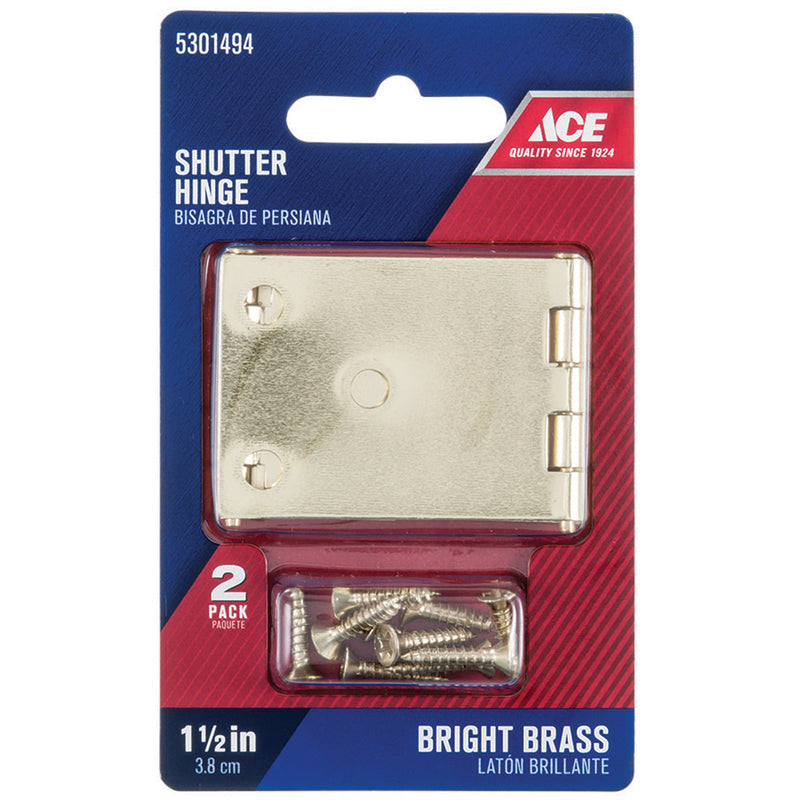 Ace 1-1/2 in. L Bright Brass Wide Throw Shutter Hinge 1 pk