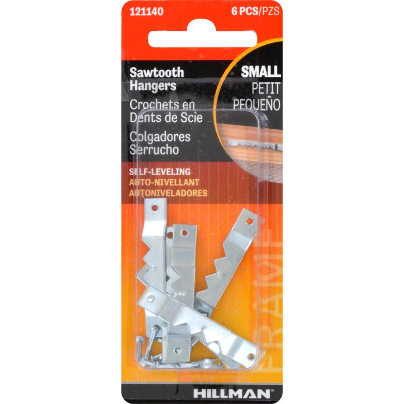 HILLMAN Silver Small Self-Leveling Hanger 1 lb 6 pk, Pack of 10