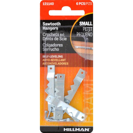 HILLMAN Silver Small Self-Leveling Hanger 1 lb 6 pk, Pack of 10