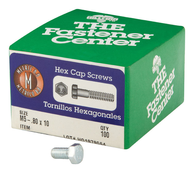 HILLMAN M5-.80 mm D X 10 mm L Heat Treated Steel Hex Head Cap Screw 100 pk