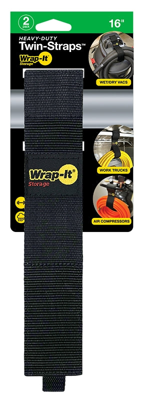 Wrap-It Storage 102-TWIN-16BL Heavy-Duty Twin Strap, 2 in W, 16 in L, Polypropylene, Blue
