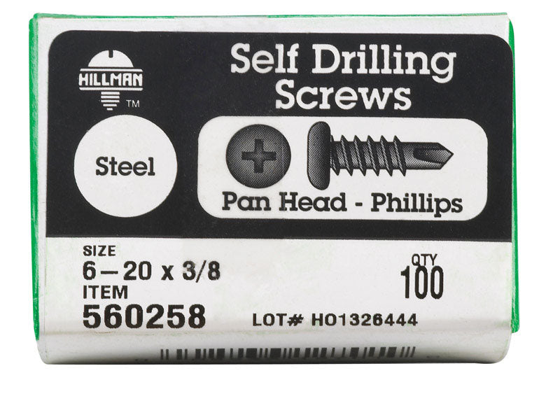 HILLMAN No. 6-20 X 3/8 in. L Phillips Pan Head Sheet Metal Screws 100 pk