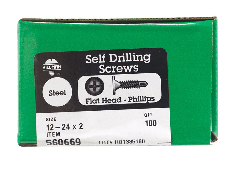 HILLMAN No. 12-24 X 2 in. L Phillips Flat Head Sheet Metal Screws 100 pk