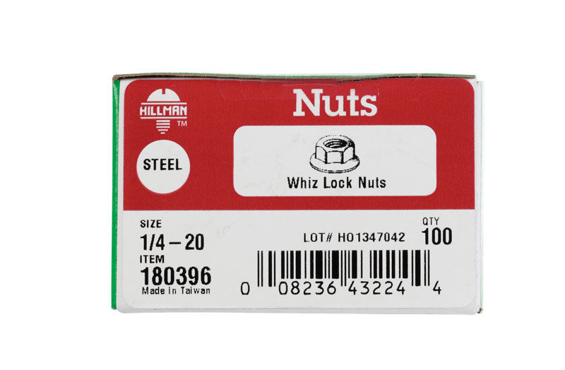 Hillman 1/4 in. Zinc-Plated Steel USS Whiz Lock Nut 100 pk