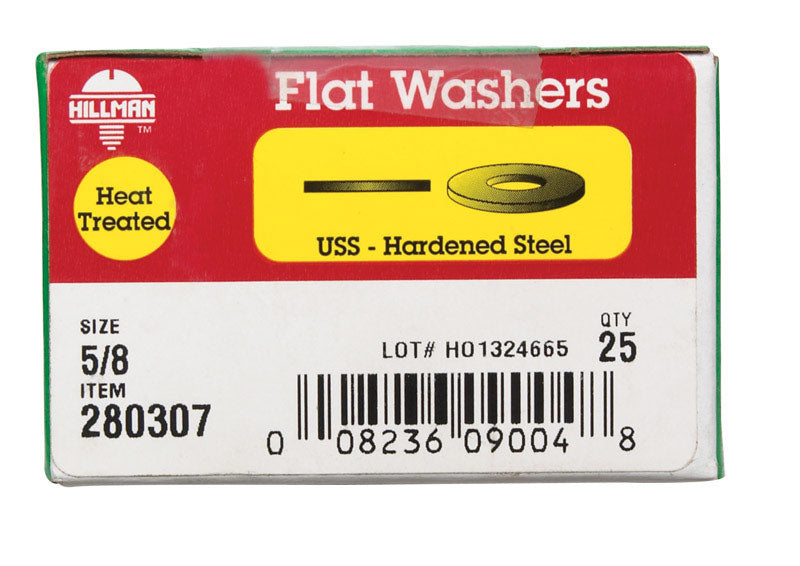 HILLMAN Yellow Dichromate Steel 5/8 in. USS Flat Washer 25 pk