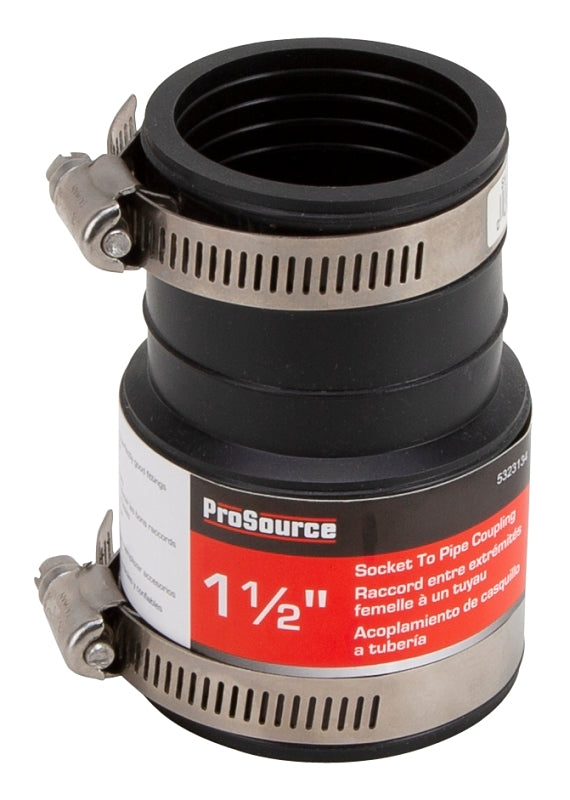 ProSource KJ-015 Coupling, 1/2 in, Socket to Pipe, PVC, Black