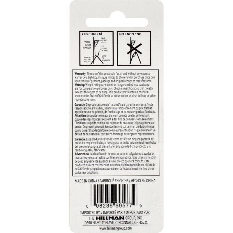 HILLMAN Brass-Plated Gold Conventional Picture Hanger 20 lb 8 pk, Pack of 10