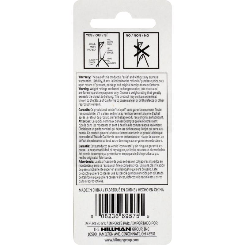 HILLMAN Brass-Plated Gold Conventional Picture Hanger 30 lb 6 pk, Pack of 10