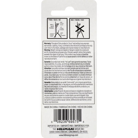 HILLMAN Brass-Plated Gold Conventional Picture Hanger 30 lb 6 pk, Pack of 10