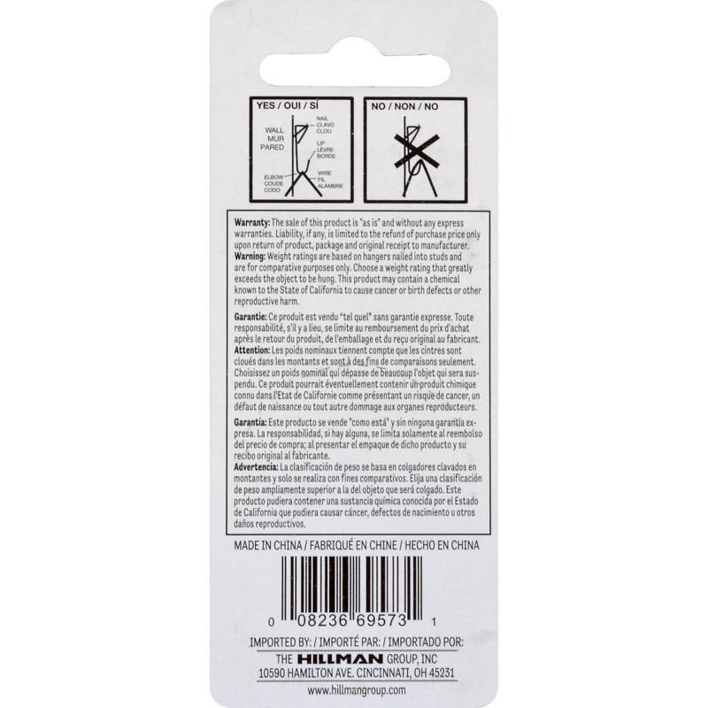 HILLMAN Brass-Plated Gold Conventional Picture Hanger 50 lb 3 pk, Pack of 10