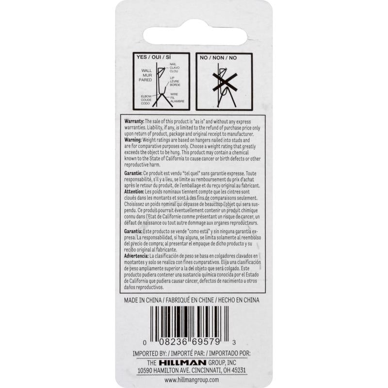 HILLMAN Brass-Plated Gold Conventional Picture Hanger 100 lb 2 pk, Pack of 10