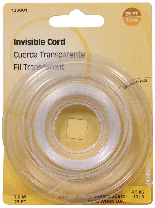 HILLMAN 25 ft. L Plastic 18 Ga. Invisible Cord, Pack of 10