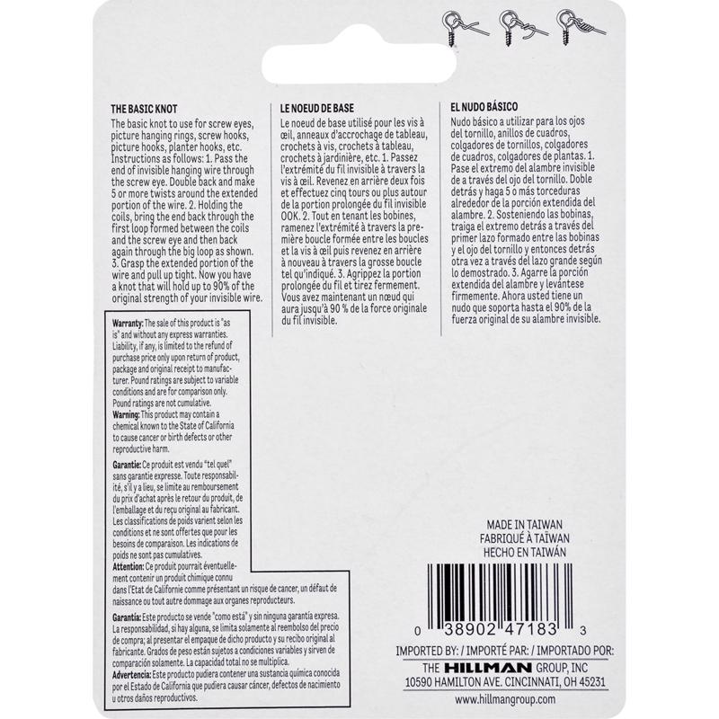 HILLMAN 25 ft. L Plastic 18 Ga. Invisible Cord, Pack of 10