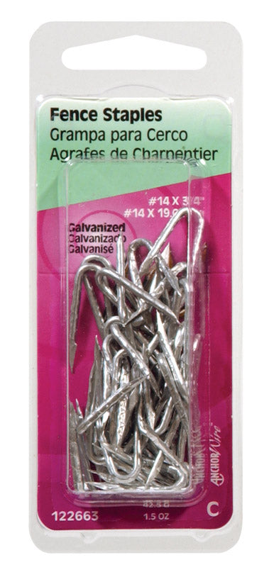 HILLMAN 3/4 in. W X 3/4 in. L Galvanized Steel Fence Staples 14 Ga. 1.25 oz, Pack of 6