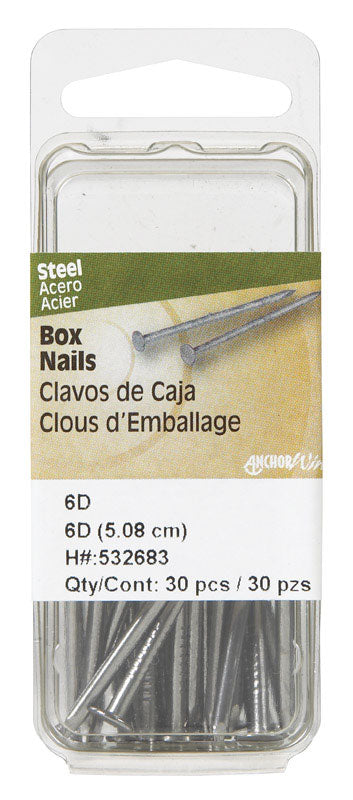 HILLMAN 6D 2 in. Box Polished Steel Nail Large Head, Pack of 6