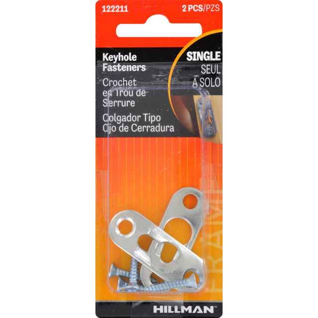 HILLMAN Steel-Plated Silver Keyhole Picture Hanger 20 lb 2 pk, Pack of 10