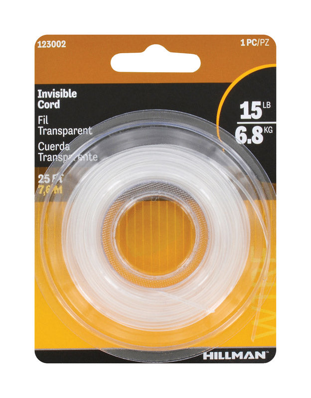 HILLMAN 25 ft. L Plastic 18 Ga. Invisible Cord, Pack of 10