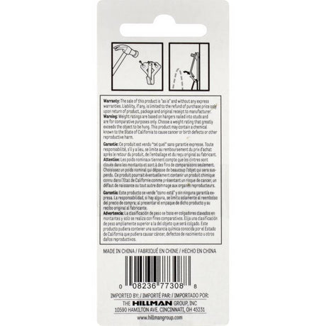 HILLMAN Brass-Plated Gold Professional Picture Hanger 75 lb 1 pk, Pack of 10