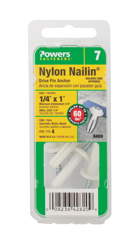 HILLMAN 1/4 in. D X 1 in. L Nylon Truss Head Truss Head Anchor 4 pk, Pack of 6
