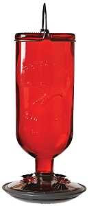 Perky-Pet 8109-2 Bird Feeder, 16 oz, 4-Port/Perch, Glass/Metal, Red, 10.6 in H, Pack of 2