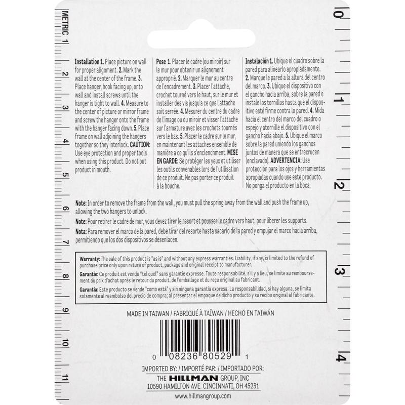 HILLMAN Silver Flush-Mount Picture Hanger 2 pk, Pack of 10