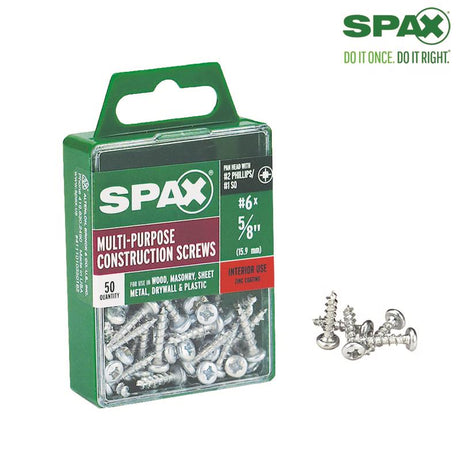 SPAX No. 6 X 5/8 in. L Phillips/Square Zinc-Plated Serrated Multi-Material Screw 50 pk