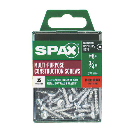 SPAX No. 8 X 3/4 in. L Phillips/Square Zinc-Plated Serrated Multi-Material Screw 35 pk