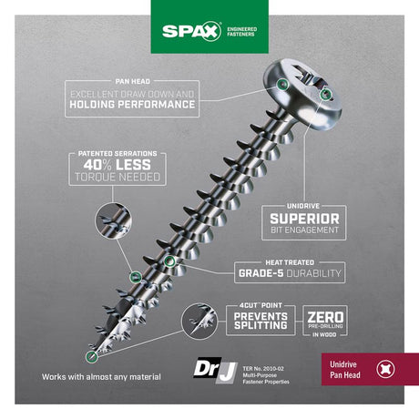 SPAX No. 8 X 3/4 in. L Phillips/Square Zinc-Plated Serrated Multi-Material Screw 35 pk