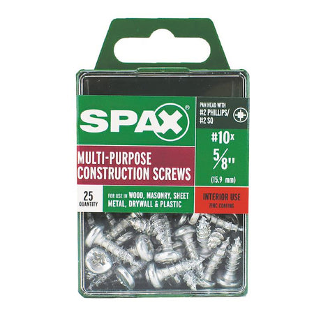 SPAX No. 10 X 5/8 in. L Phillips/Square Zinc-Plated Serrated Multi-Material Screw 25 pk