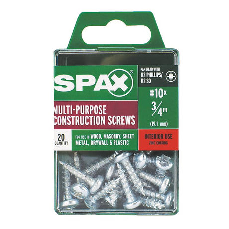 SPAX No. 10 X 3/4 in. L Phillips/Square Zinc-Plated Serrated Multi-Material Screw 20 pk