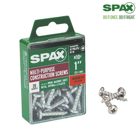 SPAX No. 10 X 1 in. L Phillips/Square Zinc-Plated Serrated Multi-Material Screw 20 pk