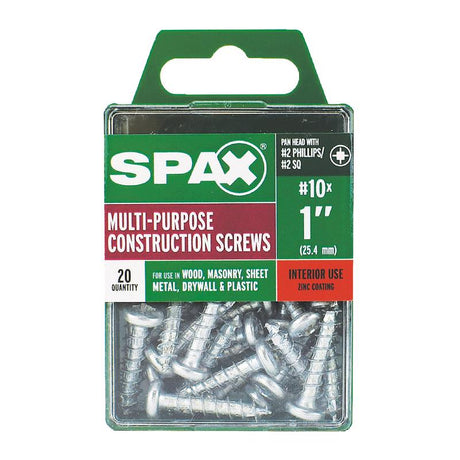 SPAX No. 10 X 1 in. L Phillips/Square Zinc-Plated Serrated Multi-Material Screw 20 pk