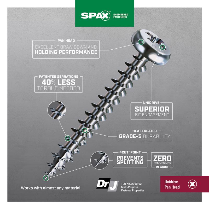 SPAX No. 10 X 1 in. L Phillips/Square Zinc-Plated Serrated Multi-Material Screw 20 pk