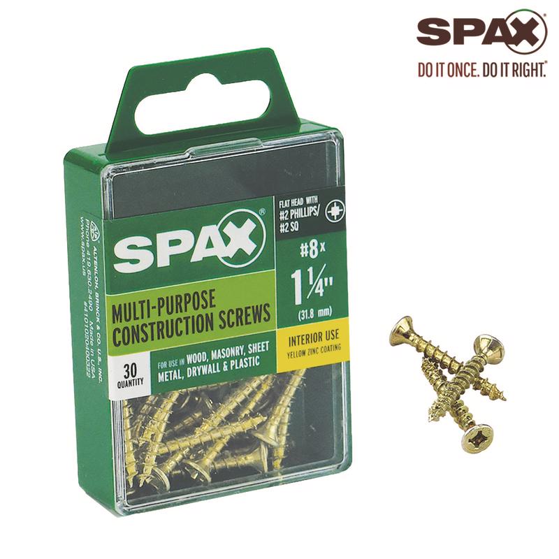 SPAX Multi-Material No. 8 Label X 1-1/4 in. L Unidrive Flat Head Serrated Construction Screws