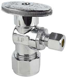 Plumb Pak PP2888EZ No Crimp Angle Stop Valve, 1/2 x 1/4 in Connection, PEX Barb x Compression, Brass Body