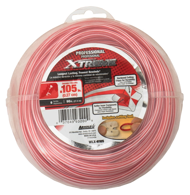 Arnold Xtreme Professional WLX-H105 Trimmer Line, 0.105 in Dia, 90 ft L, Monofilament