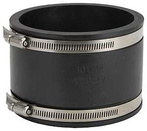 ProSource KJ-018 Coupling, 4 x 4 in, Clay to Clay, PVC, Black