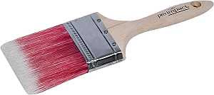 Linzer WC 1160-4 Paint Brush, Natural, Wood Handle, 4 in W, 3-1/2 in L Bristle, Polyester Bristle, Beaver Tail Handle