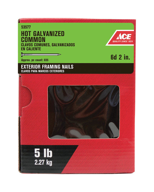 Ace 6D 2 in. Common Hot-Dipped Galvanized Steel Nail Flat Head 5 lb