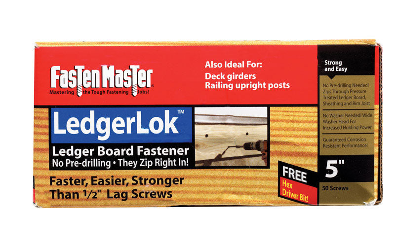 FastenMaster LedgerLok 5 in. L Silver Hex Hex Washer Head Deck Screws 50 pk