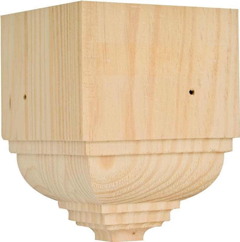 Waddell OCTB31 Series Crown Trim Block, 3-1/2 in L x 3-1/2 in W x 4-1/2 in H Dimensions, Pine, Natural