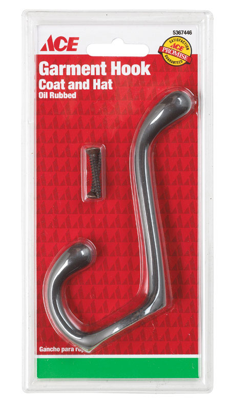 Ace 3-1/2 in. L Oil Rubbed Bronze Brown Metal Medium Garment Hook 1 pk, Pack of 5