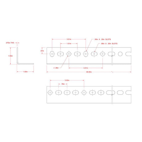SteelWorks 0.74 in. X 1-1/2 in. W X 36 in. L Steel Slotted Angle, Pack of 5
