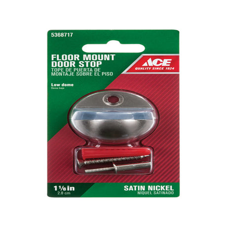 Ace 1-1/8 in. W Metal Satin Nickel Silver Door Stop Mounts to floor 1/4 in., Pack of 5