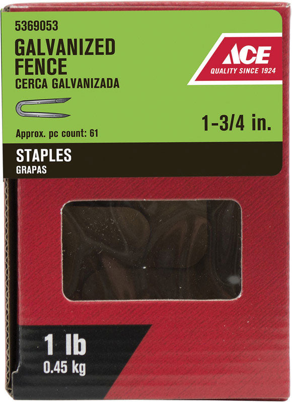 Ace 0.25 in. W X 1-3/4 in. L Galvanized Steel Fence Staples 1 lb