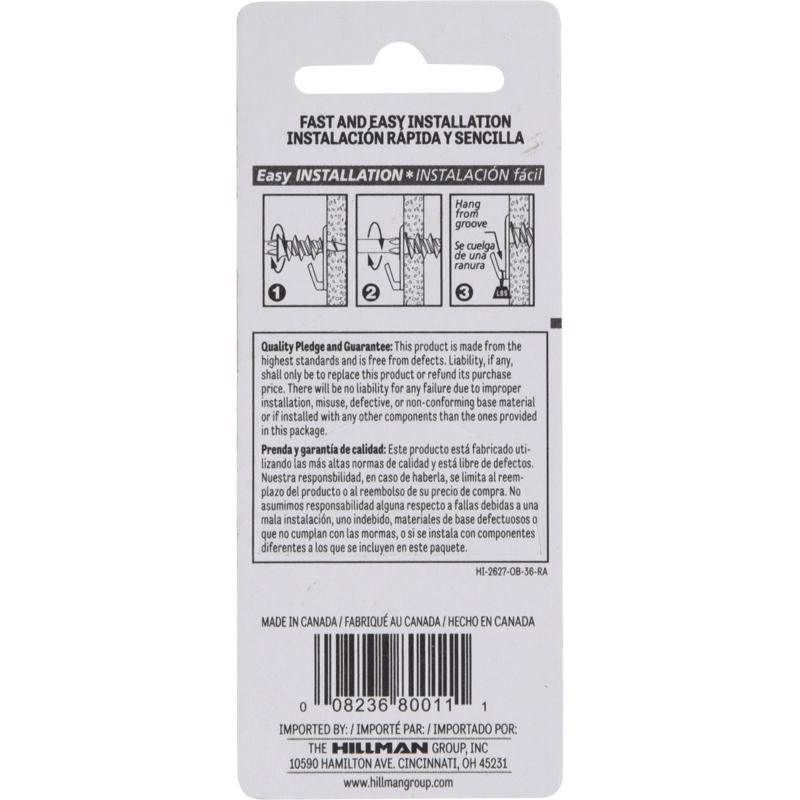 HILLMAN Brass-Plated Gold Drywall Picture Hook 35 lb 4 pk, Pack of 10