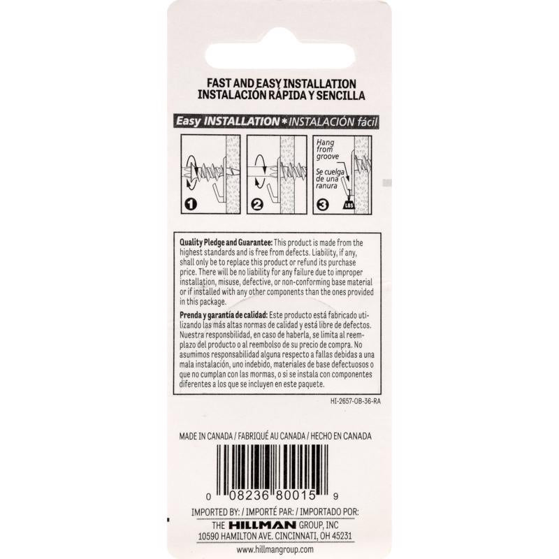 HILLMAN Brass-Plated Gold Drywall Picture Hook 50 lb 2 pk, Pack of 10