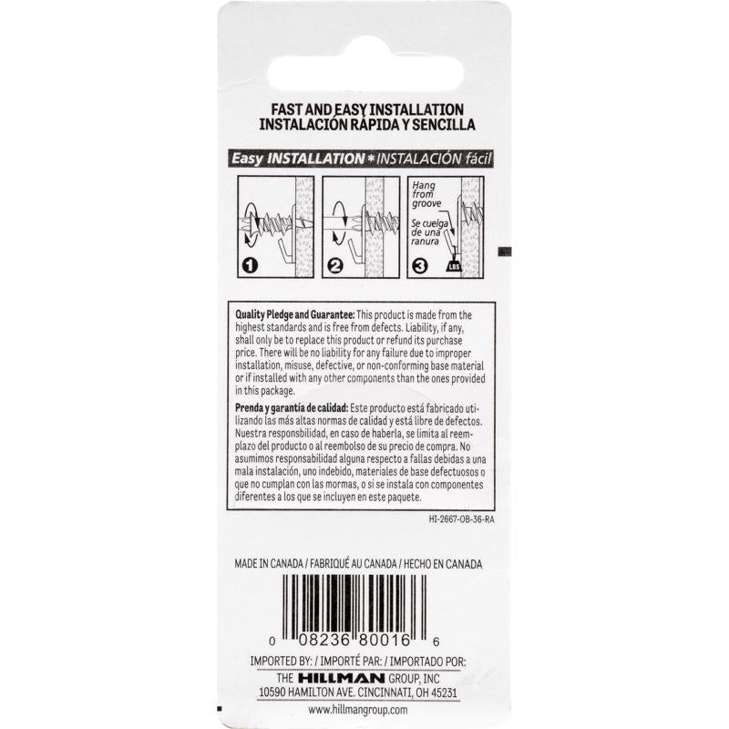 HILLMAN White Drywall Picture Hook 50 lb 2 pk, Pack of 10